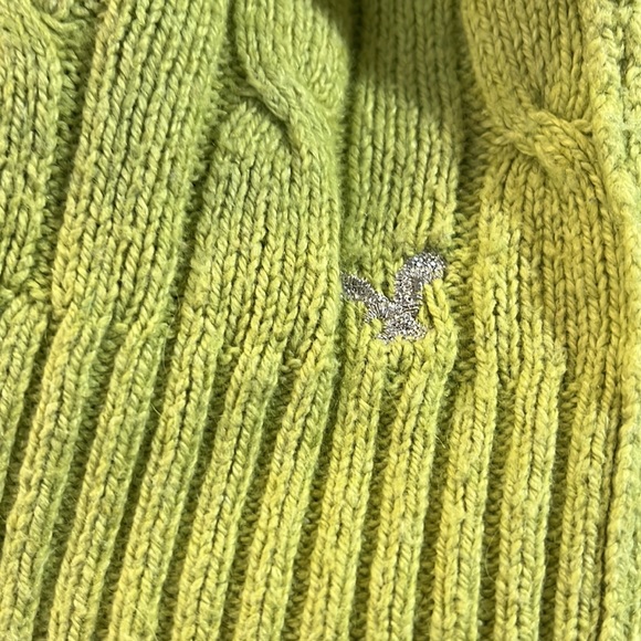 AMERICAN EAGLE OUTFITTERS Sweater Scoop Neck Cable Knit Light Green-Small - Picture 5 of 5